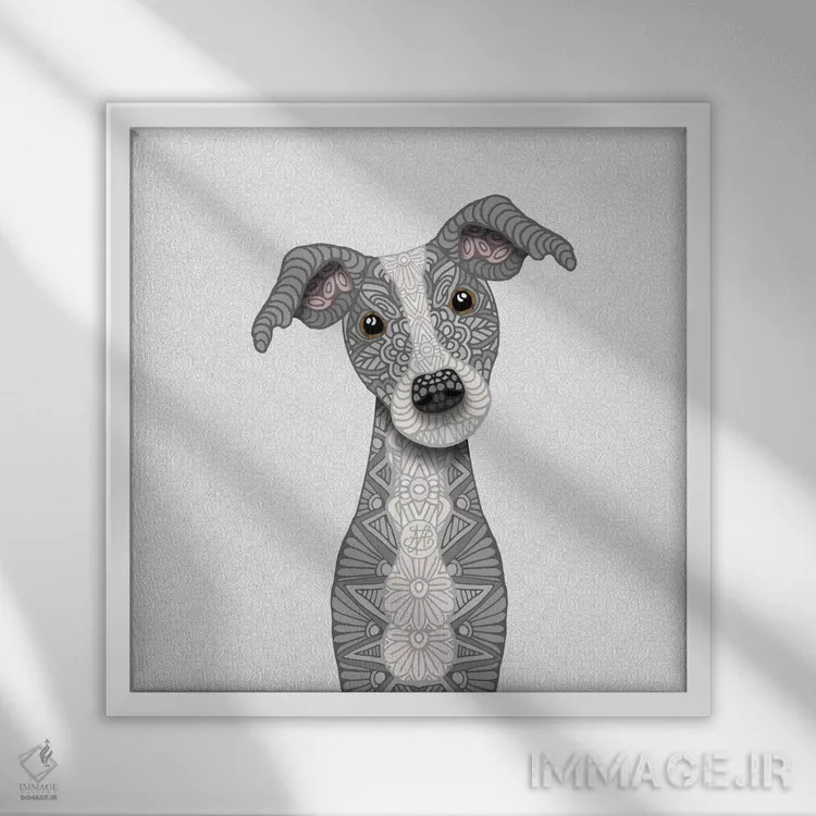 تابلو ایگی آبی بامزه اثر آنجلیکا پارکر - نمای قابدار سفید