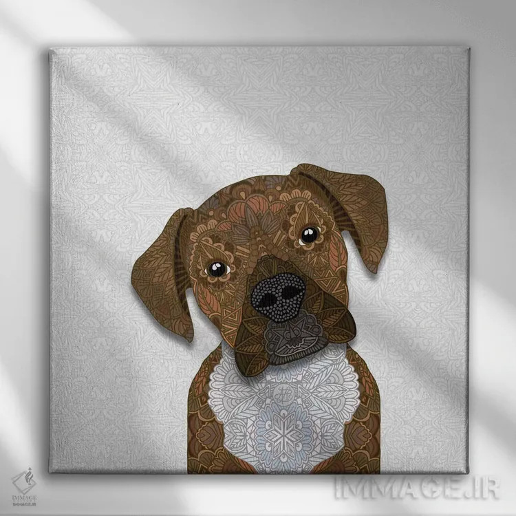 تابلو باکسر نخودی بامزه اثر آنجلیکا پارکر - نمای روبهرو روی دیوار