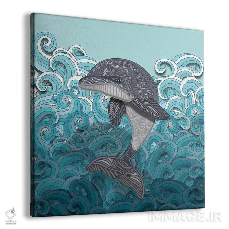 تابلو دلفین اثر آنجلیکا پارکر - نمای پرسپکتیو محصول