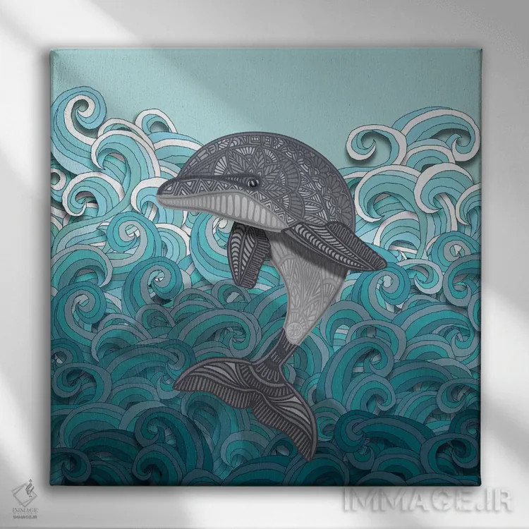 تابلو دلفین اثر آنجلیکا پارکر - نمای روبهرو روی دیوار