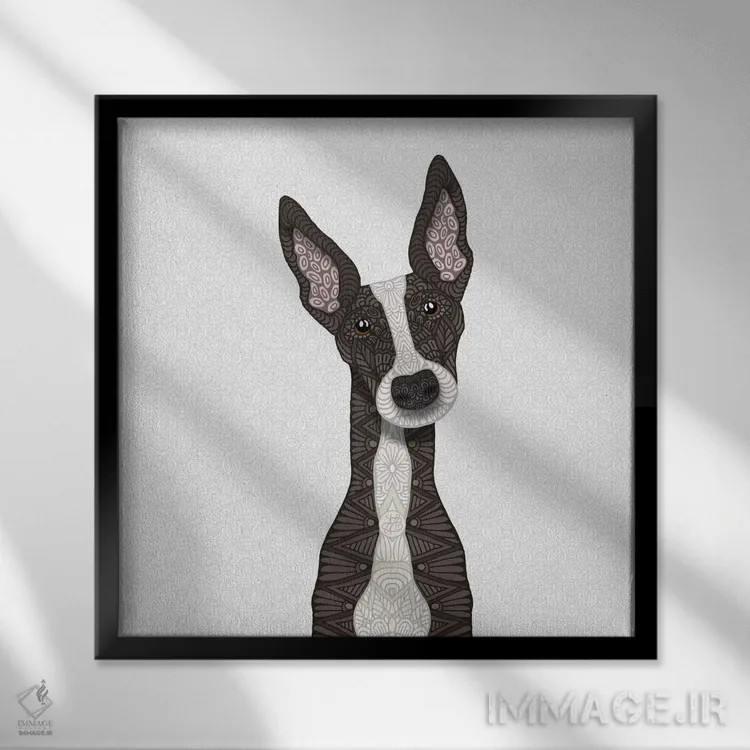 تابلو گریهاند راهراه بامزه اثر آنجلیکا پارکر - نمای قابدار مشکی