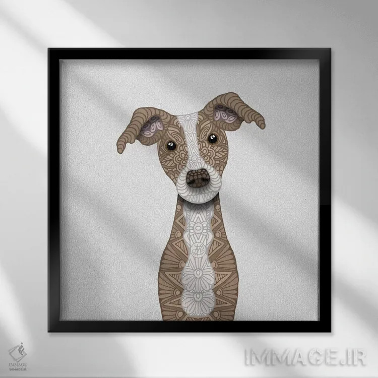 تابلو ایگی نخودی بامزه اثر آنجلیکا پارکر - نمای قابدار مشکی