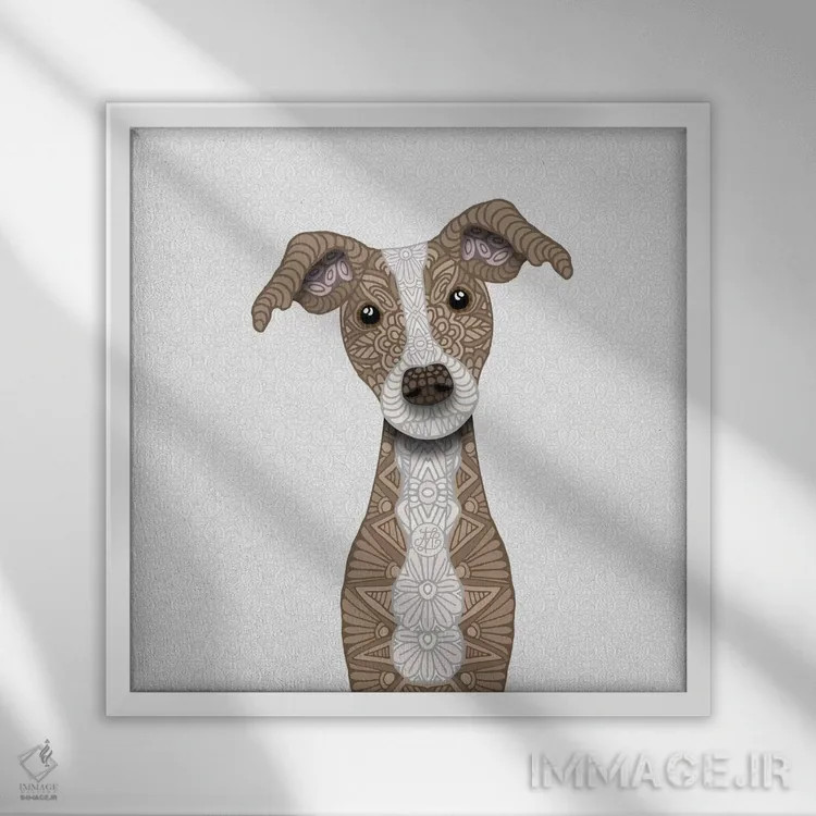 تابلو ایگی نخودی بامزه اثر آنجلیکا پارکر - نمای قابدار سفید