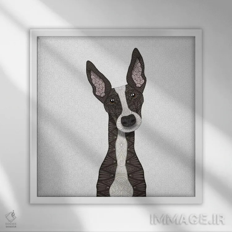 تابلو گریهاند راهراه بامزه اثر آنجلیکا پارکر - نمای قابدار سفید