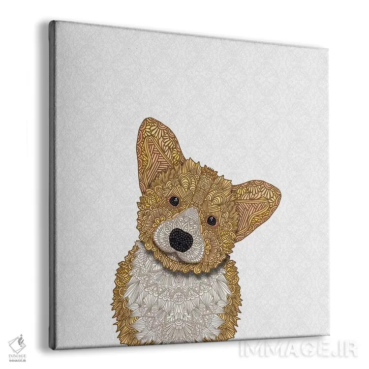 تابلو کورگی نخودی اثر آنجلیکا پارکر - نمای پرسپکتیو محصول