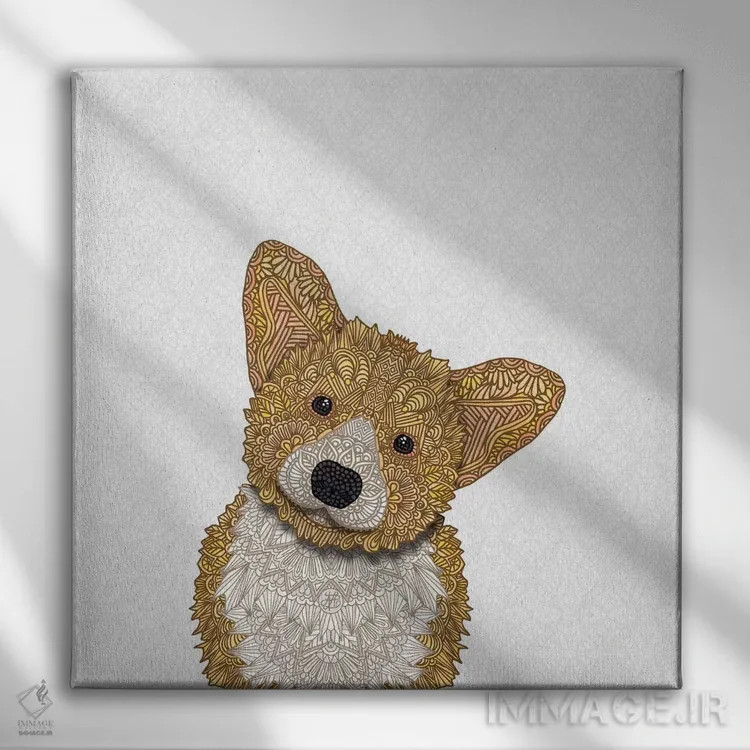 تابلو کورگی نخودی اثر آنجلیکا پارکر - نمای روبهرو روی دیوار