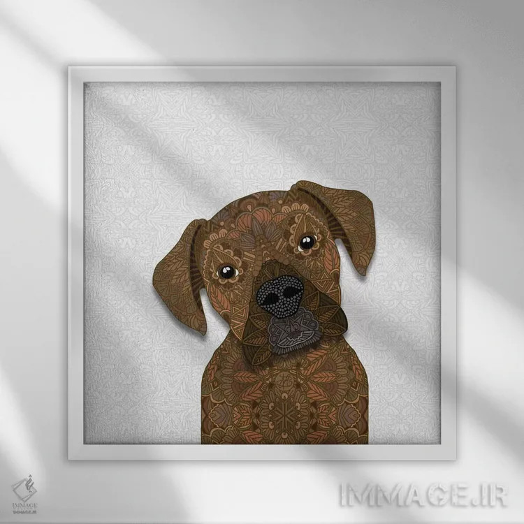 تابلو باکسر نخودی اثر آنجلیکا پارکر - نمای قابدار سفید