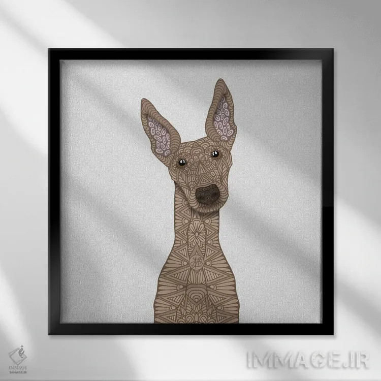 تابلو گریهاند نخودی اثر آنجلیکا پارکر - نمای قابدار مشکی