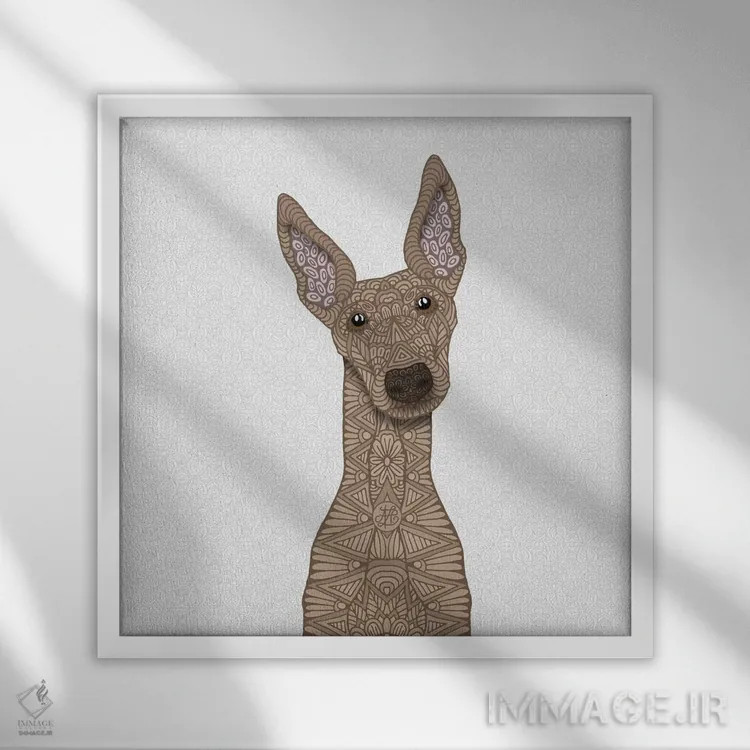 تابلو گریهاند نخودی اثر آنجلیکا پارکر - نمای قابدار سفید