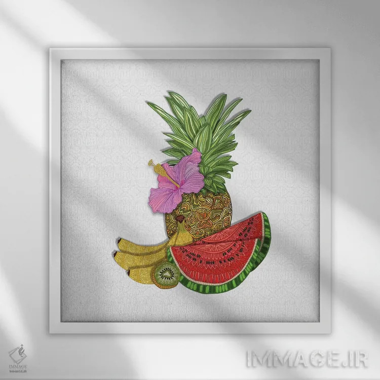 تابلو سالاد میوه اثر آنجلیکا پارکر - نمای قابدار سفید