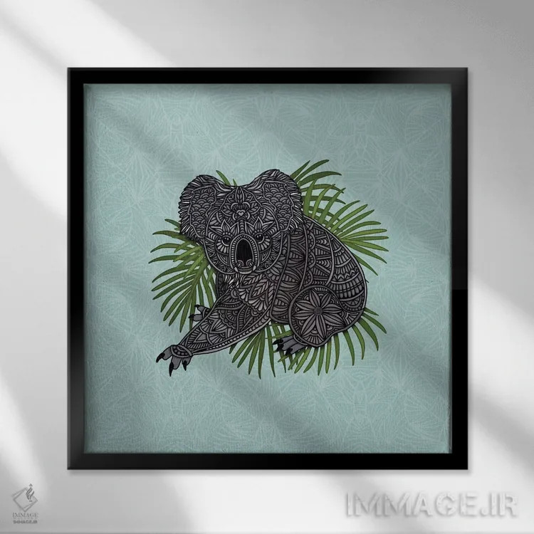 تابلو کوالای خوشحال اثر آنجلیکا پارکر - نمای قابدار مشکی