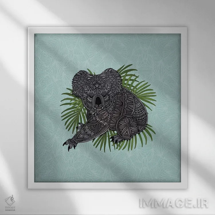 تابلو کوالای خوشحال اثر آنجلیکا پارکر - نمای قابدار سفید