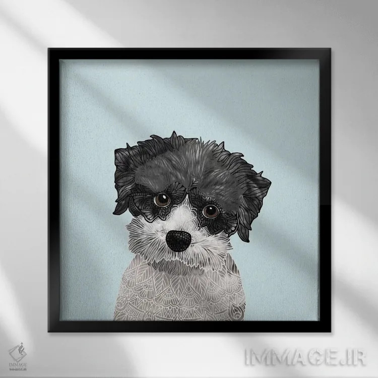 تابلو هاوانیز کوچک (سگ) اثر آنجلیکا پارکر - نمای قابدار مشکی