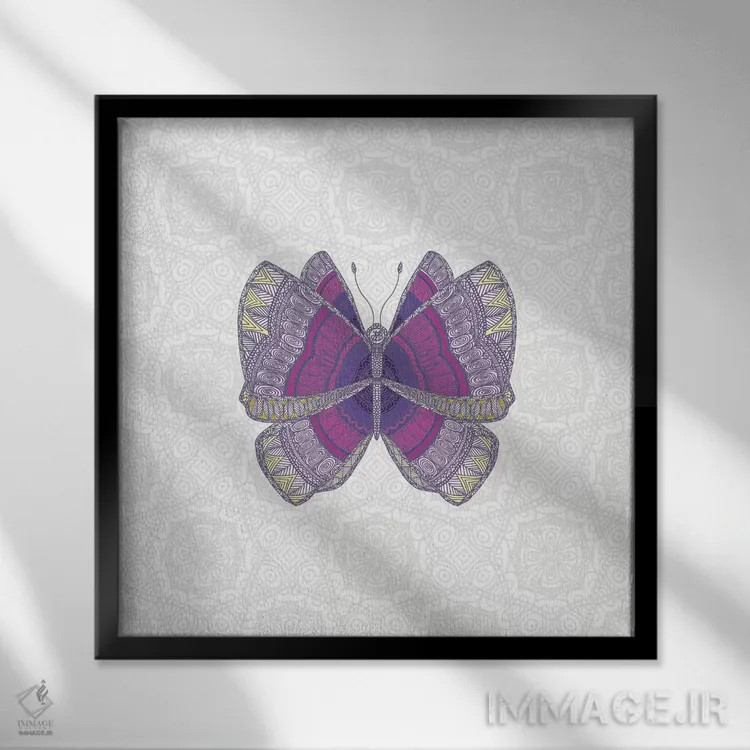 تابلو پروانهٔ بنفش کبود اثر آنجلیکا پارکر - نمای قابدار مشکی