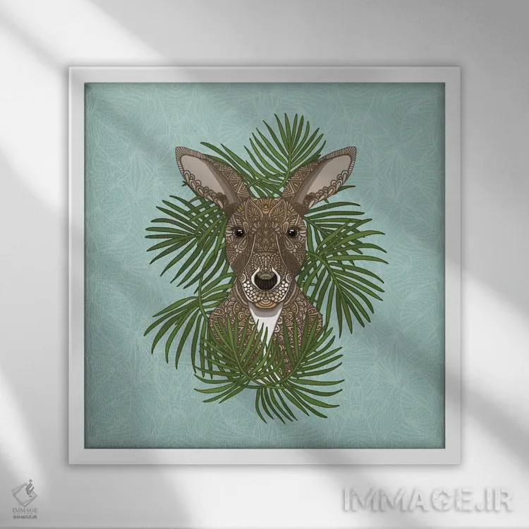 تابلو کانگورو اثر آنجلیکا پارکر - نمای قابدار سفید