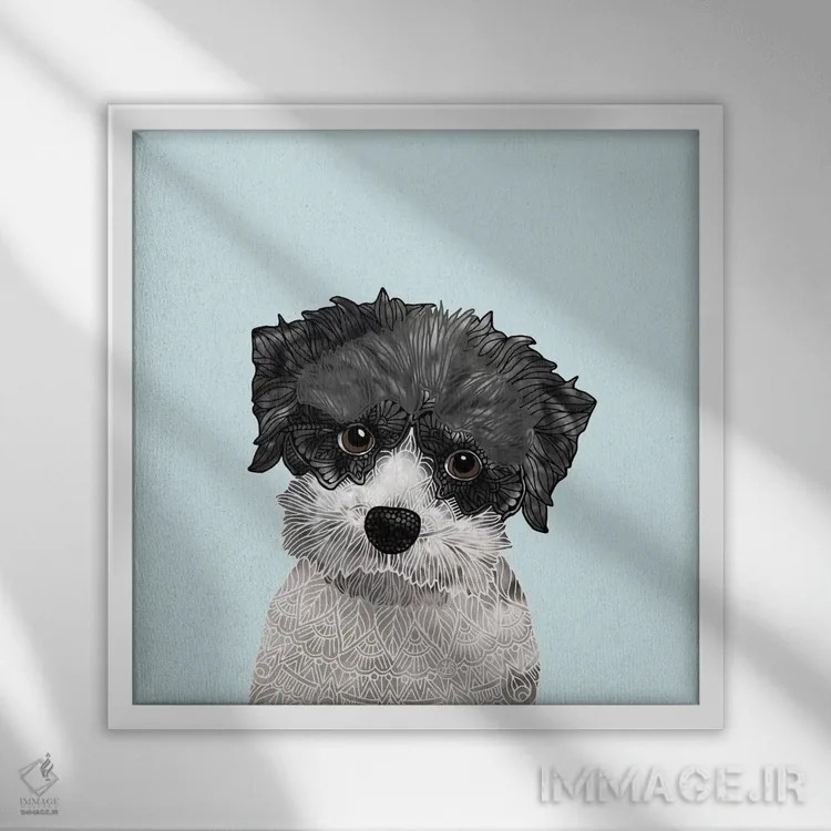 تابلو هاوانیز کوچک (سگ) اثر آنجلیکا پارکر - نمای قابدار سفید