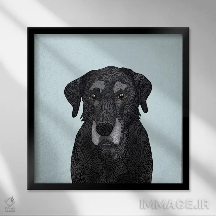 تابلو لابرادور سیاه پیر (سگ) اثر آنجلیکا پارکر - نمای قابدار مشکی