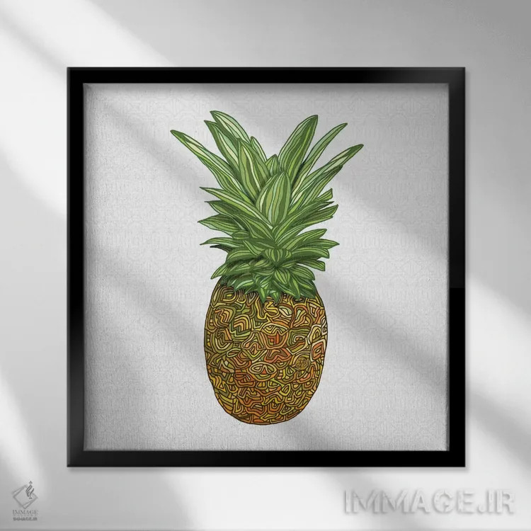 تابلو آناناس اثر آنجلیکا پارکر - نمای قابدار مشکی