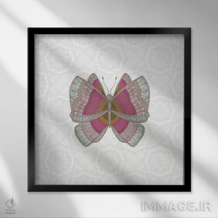 تابلو پروانه صورتی اثر آنجلیکا پارکر - نمای قابدار مشکی