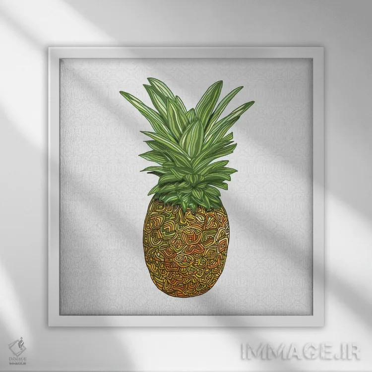 تابلو آناناس اثر آنجلیکا پارکر - نمای قابدار سفید