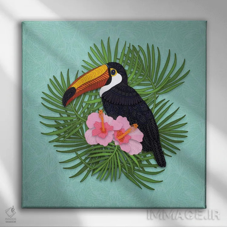 تابلو تابستان توکان (پرنده گرمسیری) اثر آنجلیکا پارکر - نمای روبهرو روی دیوار