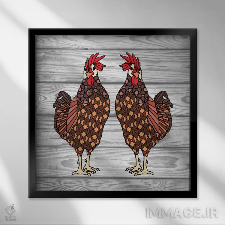 تابلو مرغها اثر آنجلیکا پارکر - نمای قابدار مشکی