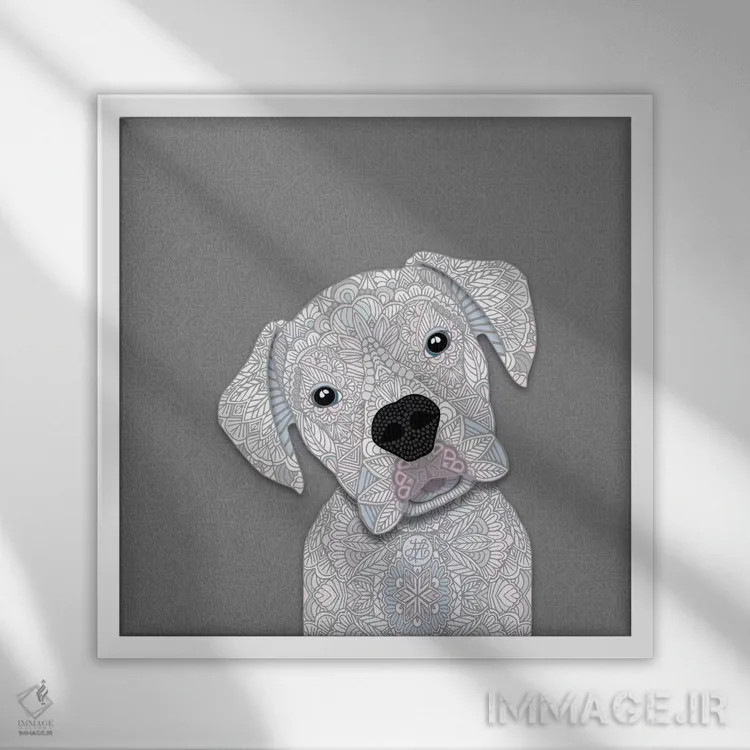 تابلو باکسر سفید اثر آنجلیکا پارکر - نمای قابدار سفید