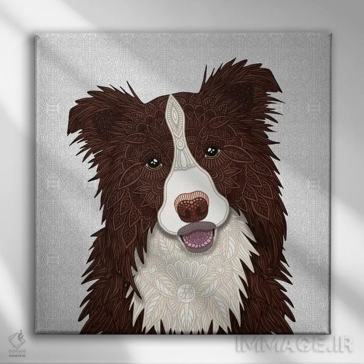 تابلو بردر کولی قرمز (سگ) اثر آنجلیکا پارکر - نمای روبهرو روی دیوار