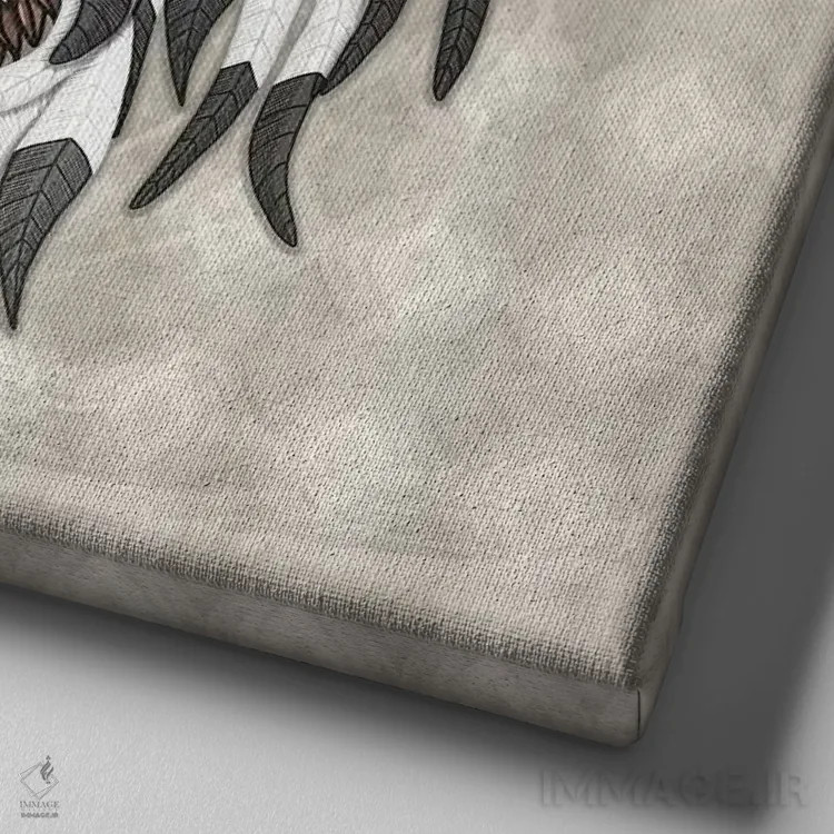 تابلو بوفالوی بومی اثر آنجلیکا پارکر - نمای نزدیک بافت بوم