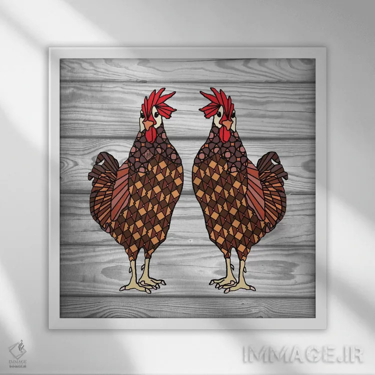 تابلو مرغها اثر آنجلیکا پارکر - نمای قابدار سفید