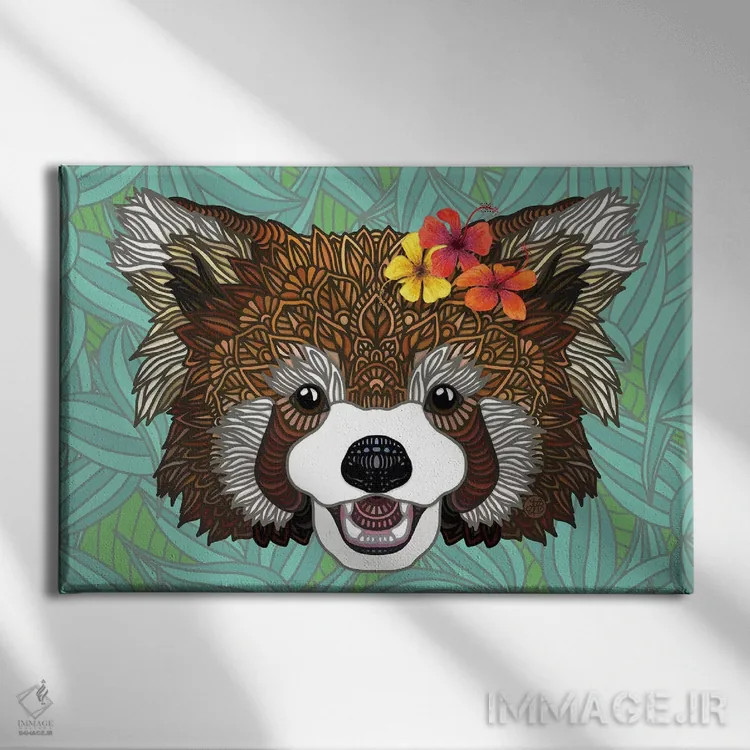 تابلو پاندای قرمز گرمسیری اثر آنجلیکا پارکر - نمای روبهرو روی دیوار