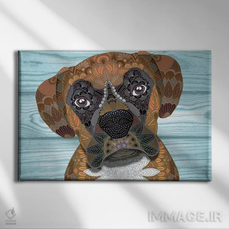 تابلو بوکسر بامزه (نژاد سگ) اثر آنجلیکا پارکر - نمای روبهرو روی دیوار