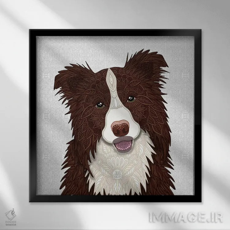 تابلو بردر کولی قرمز (سگ) اثر آنجلیکا پارکر - نمای قابدار مشکی