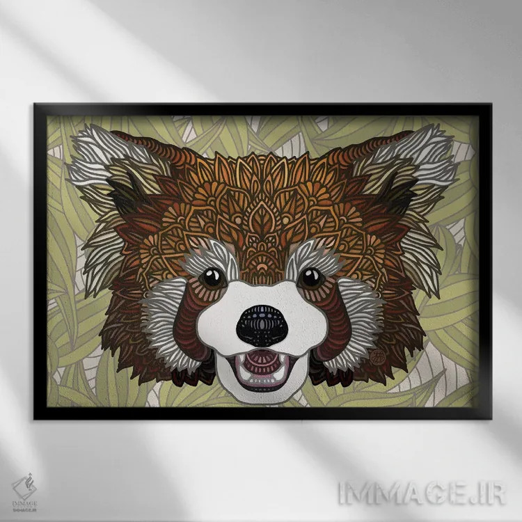 تابلو پاندای قرمز اثر آنجلیکا پارکر - نمای قابدار مشکی