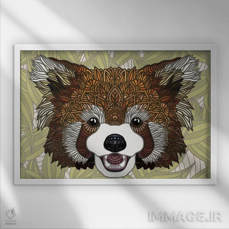 تابلو پاندای قرمز اثر آنجلیکا پارکر - نمای قابدار سفید