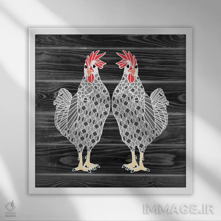 تابلو جوجهها اثر آنجلیکا پارکر - نمای قابدار سفید