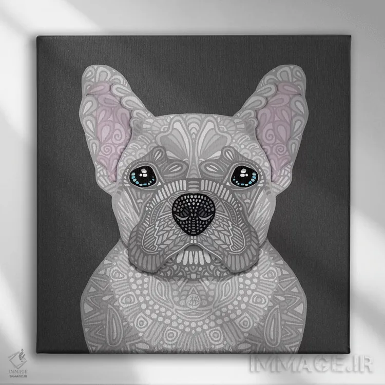 تابلو فرنچی کرمرنگ (نژاد سگ فرانسوی) اثر آنجلیکا پارکر - نمای روبهرو روی دیوار