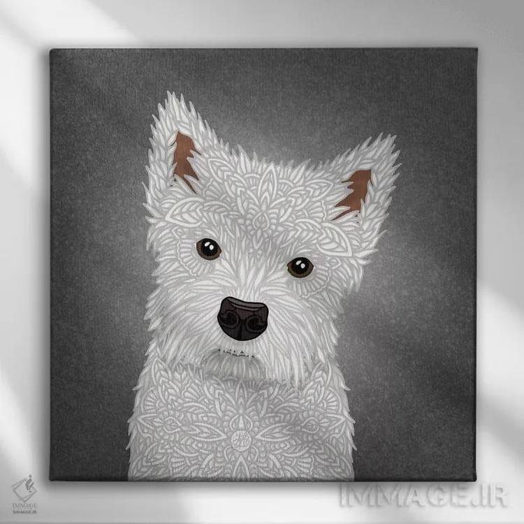 تابلو وستهیلند تریر (نژاد سگ) اثر آنجلیکا پارکر - نمای روبهرو روی دیوار
