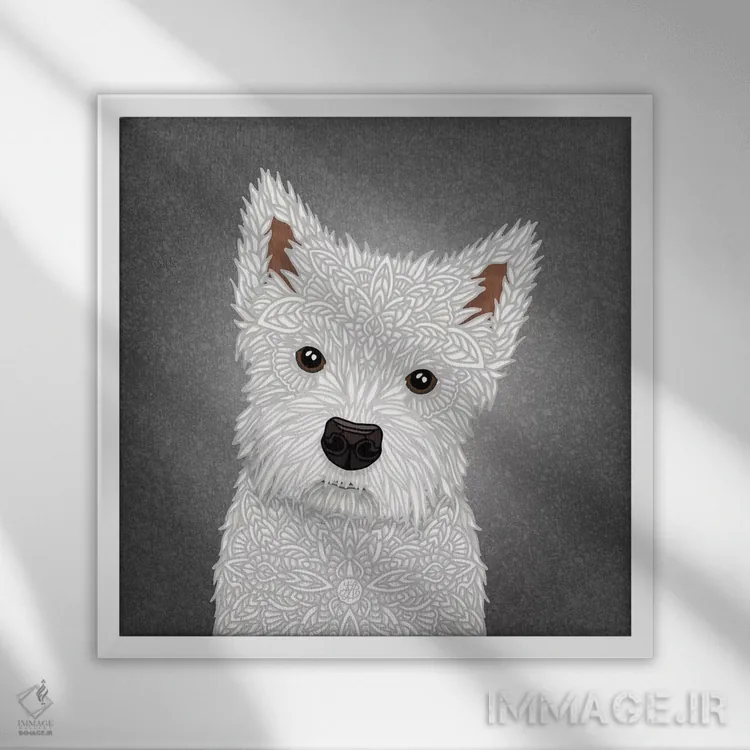 تابلو وستهیلند تریر (نژاد سگ) اثر آنجلیکا پارکر - نمای قابدار سفید