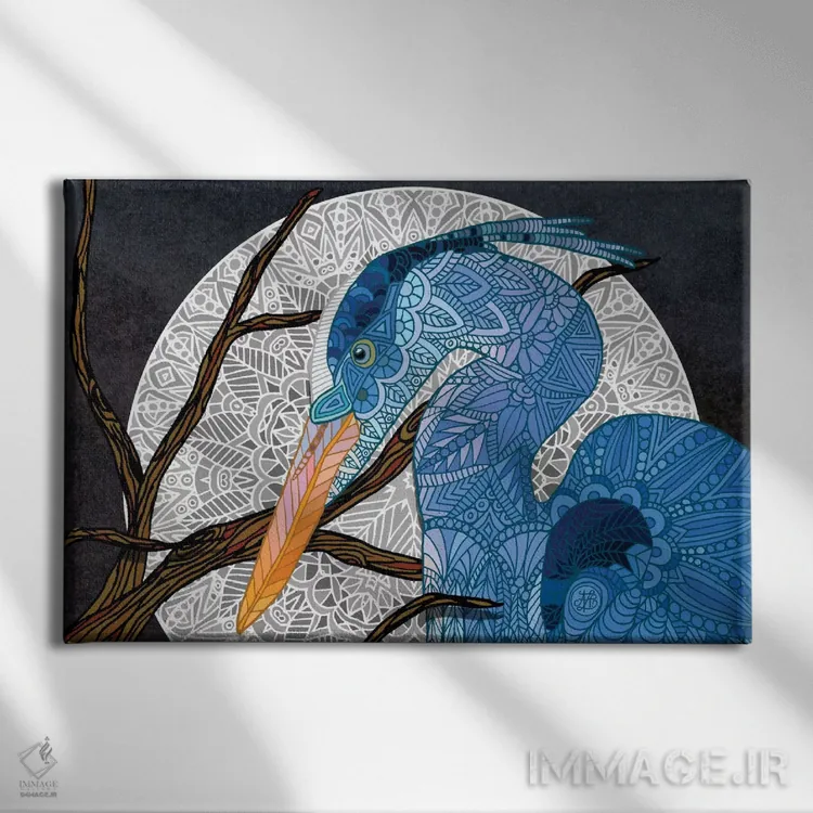 تابلو ماه اگرت (پرنده حواصیل) اثر آنجلیکا پارکر - نمای روبهرو روی دیوار