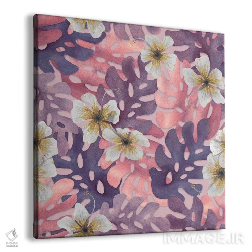 تابلو الگوی آنتیک ختمی صورتی اثر آنجلیکا پارکر - نمای پرسپکتیو محصول