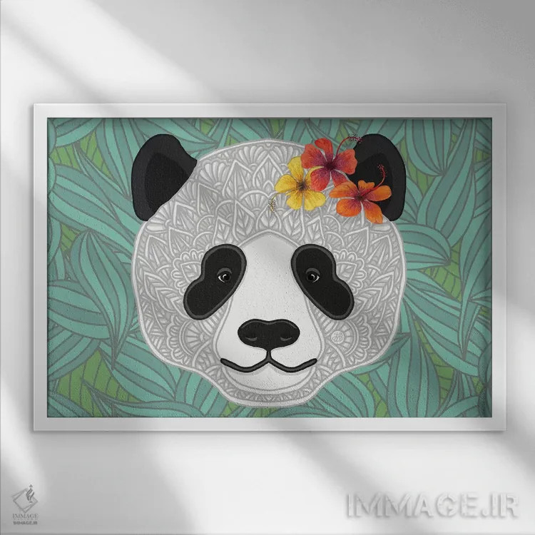 تابلو پاندای گرمسیری اثر آنجلیکا پارکر - نمای قابدار سفید