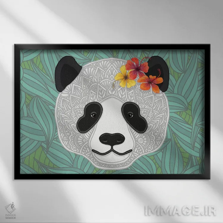 تابلو پاندای گرمسیری اثر آنجلیکا پارکر - نمای قابدار مشکی