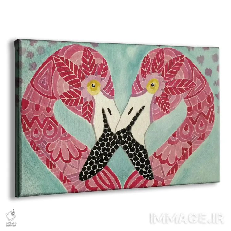 تابلو فلامینگوها اثر آنجلیکا پارکر - نمای پرسپکتیو محصول