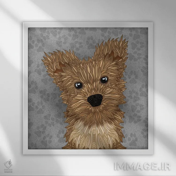 تابلو یورکی هویی اثر آنجلیکا پارکر - نمای قابدار سفید