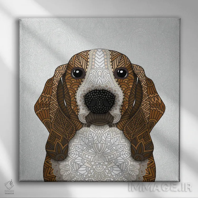 تابلو بَست هاوند (نژاد سگ) اثر آنجلیکا پارکر - نمای روبهرو روی دیوار