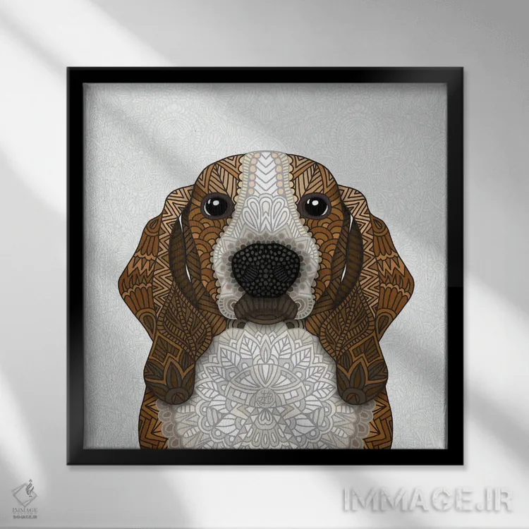 تابلو بَست هاوند (نژاد سگ) اثر آنجلیکا پارکر - نمای قابدار مشکی