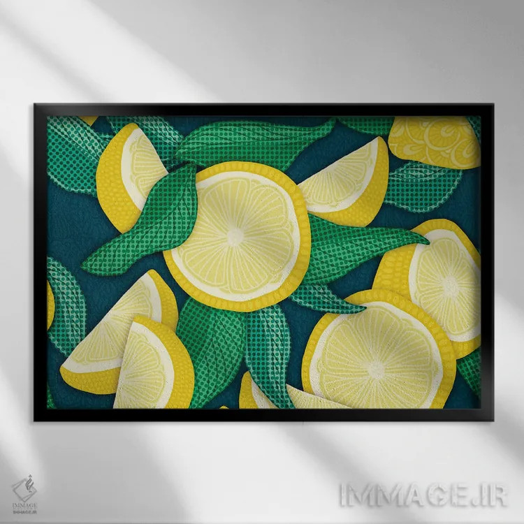 تابلو لیموهای پاپ آرت اثر آنجلیکا پارکر - نمای قابدار مشکی
