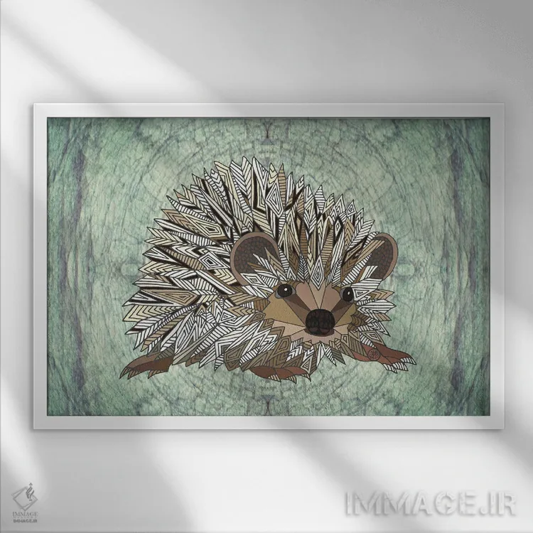 تابلو جوجهتیغی جنگلی اثر آنجلیکا پارکر - نمای قابدار سفید