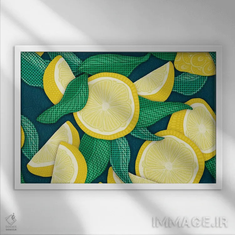 تابلو لیموهای پاپ آرت اثر آنجلیکا پارکر - نمای قابدار سفید